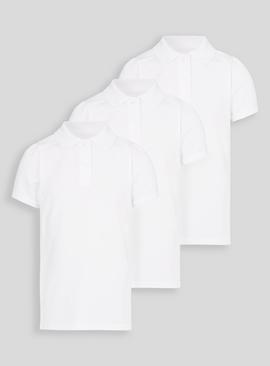 White Scallop Shape Collar Polo Shirts 3 Pack