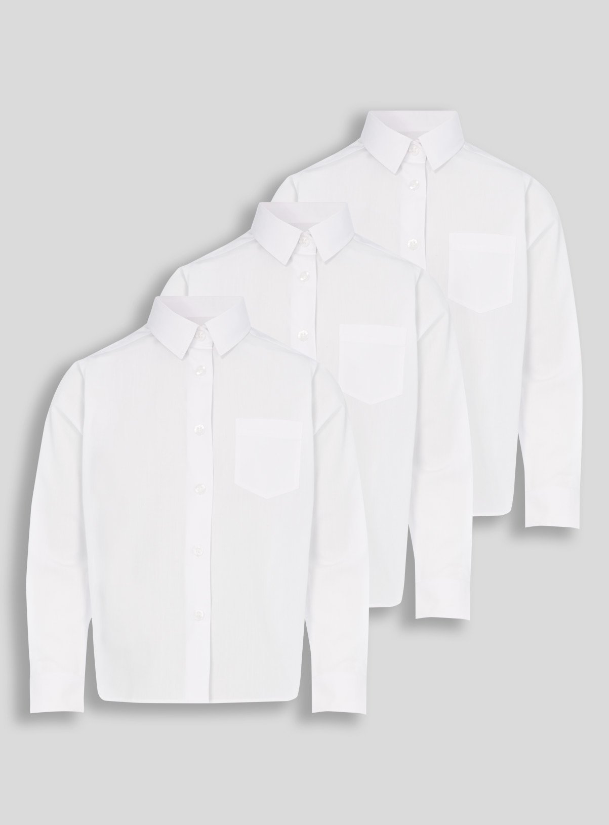 3 Pack White Long Sleeve Shirts 