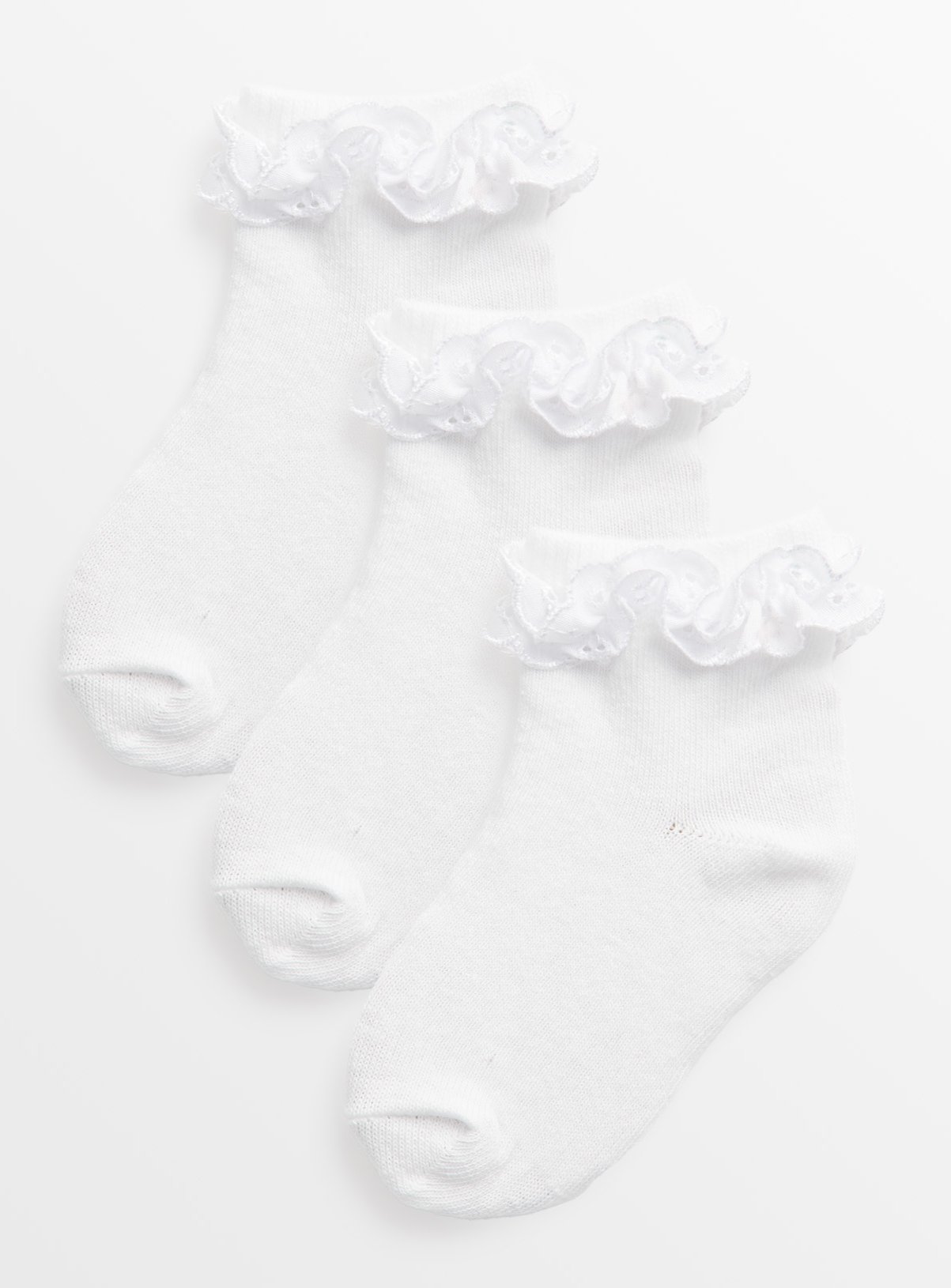 White Frill Socks 3 Pack 