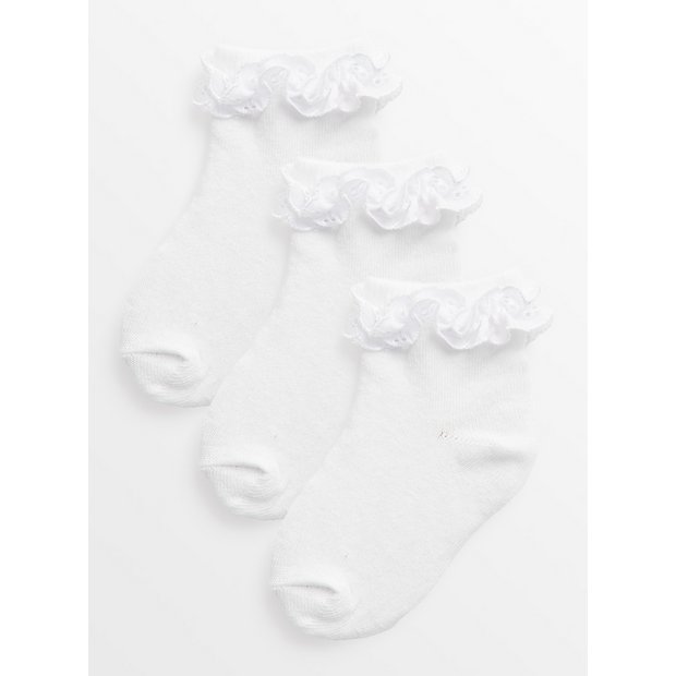 Buy White Frill Socks 3 Pack 1 6 months Socks and tights Tu