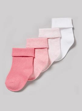 Pink Roll Top Socks 4 Pack 