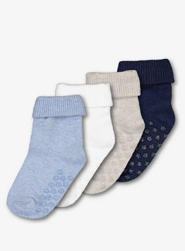 Blue Roll Top Socks 4 Pack