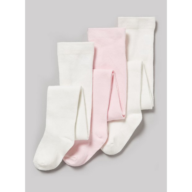 Buy Pink & Cream Tights 3 Pack 0-6 months, Socks and tights