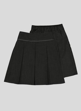 Grey Permanent Pleat Skirt Longer Length 2 Pack 