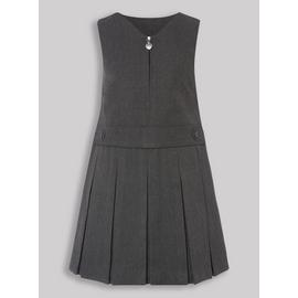 Grey Pleated Zip Front Pinafore 