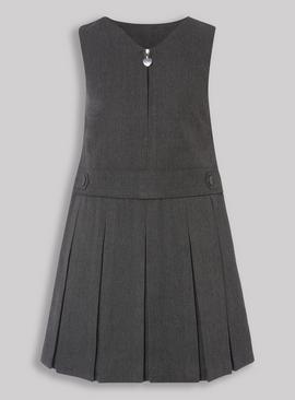 Grey Pleated Zip Front Pinafore 3 years