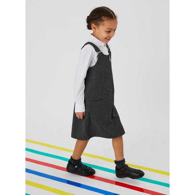 Grey pinafore shop school dress