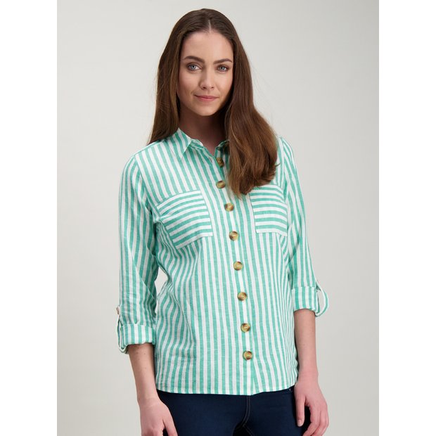 green and white striped shirt womens