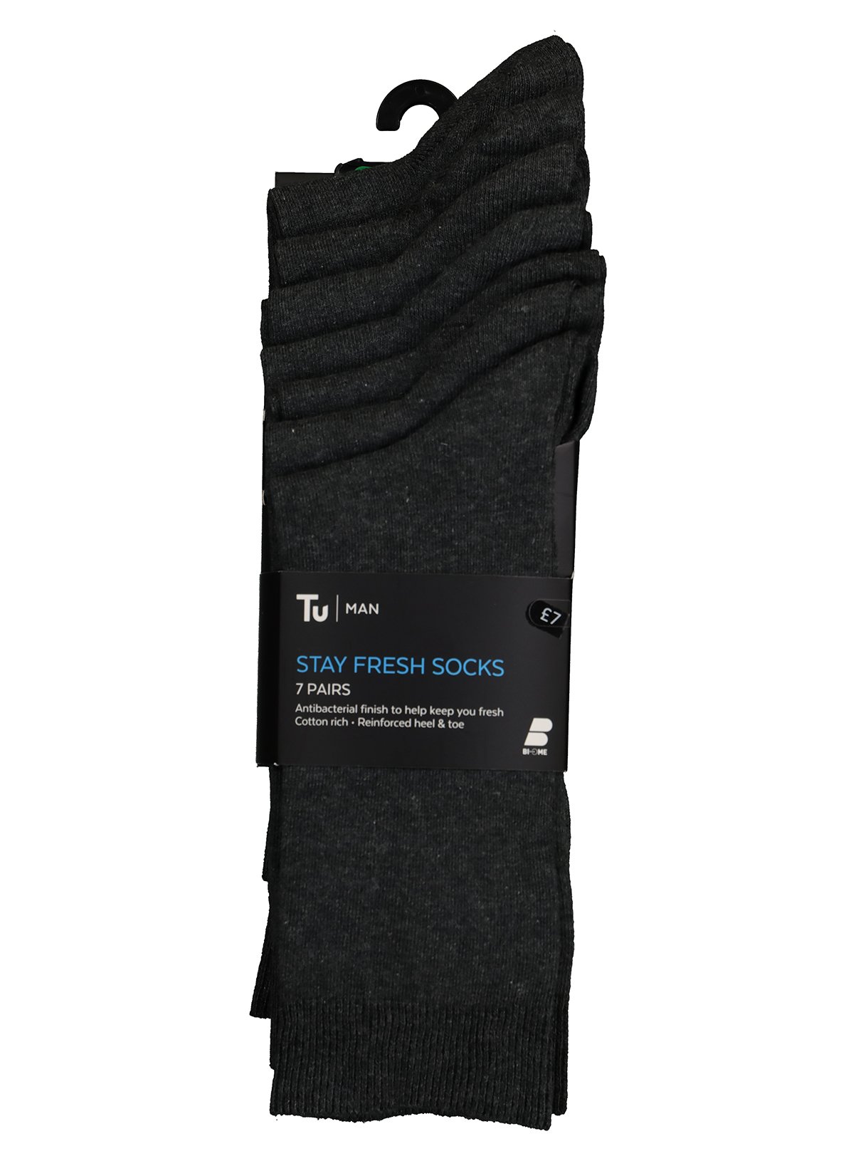 Grey Stay Fresh Socks 7 Pack 