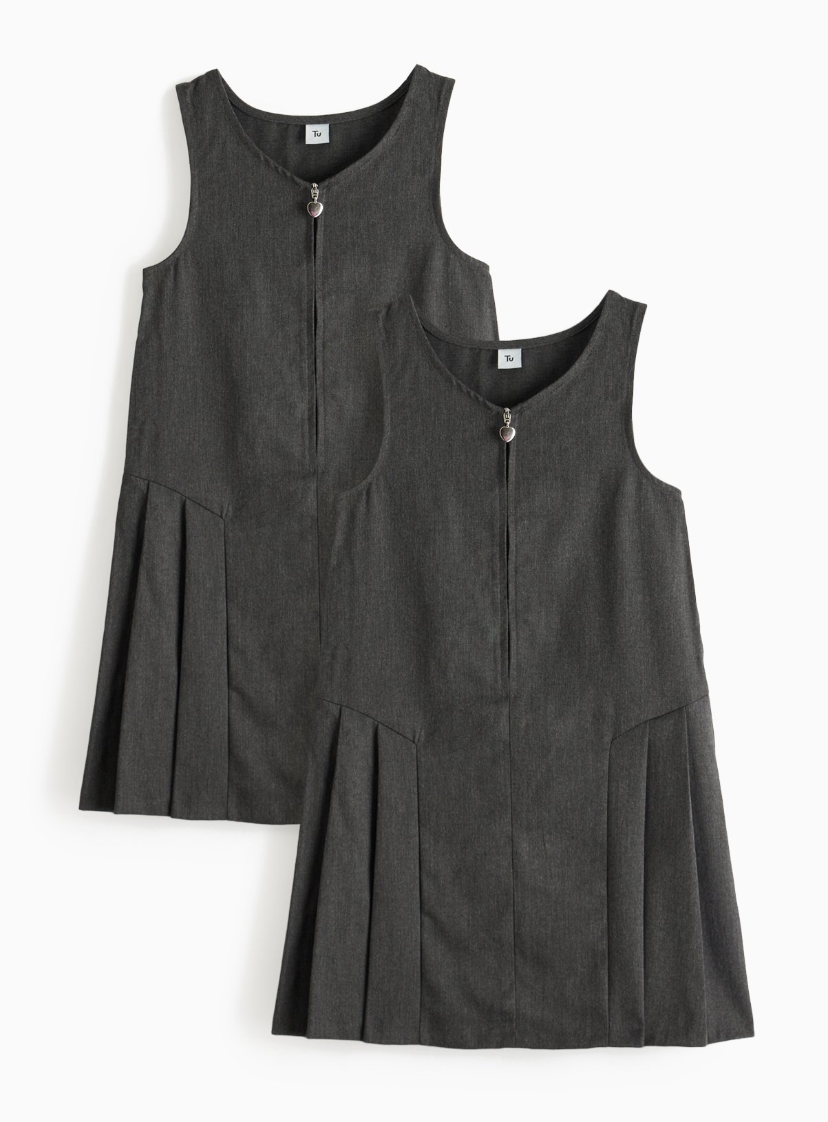 2 Pack Grey Zip Through Pinafores 5 years