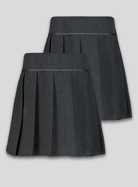 Navy Permanent Pleat Plus Fit Skirt 2 Pack 