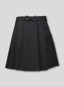 Grey Pleated Bow School Skirt 