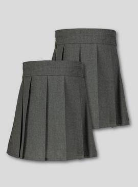 Grey Permanent Pleat Skirts 2 Pack 