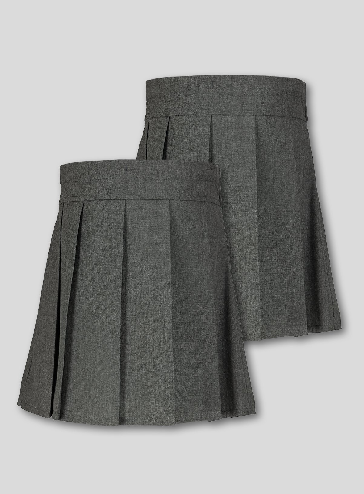 Grey Permanent Pleat Skirts 2 Pack 14 years