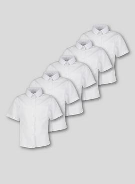 White Woven Short Sleeve Regular Fit Shirts 