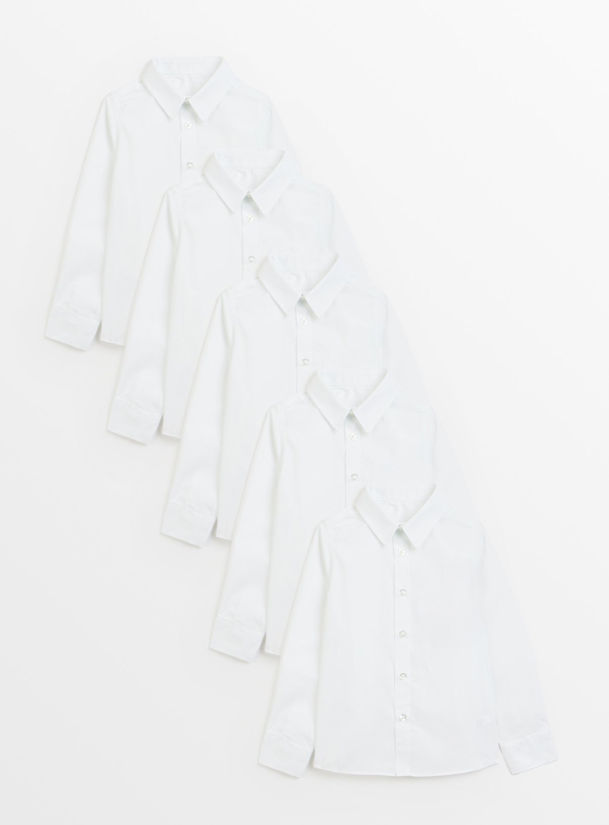 5 Pack White Long Sleeve Shirts 
