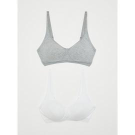 Grey & White Non-Wired Comfort Lounge Bra 2 Pack