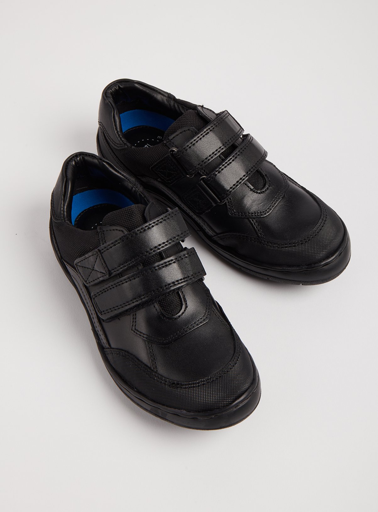 Black Leather Twin Strap Trainers 