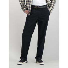 Black Straight Leg Belted Chino With Stretch
