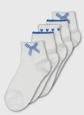 Blue Gingham Socks 5 Pack