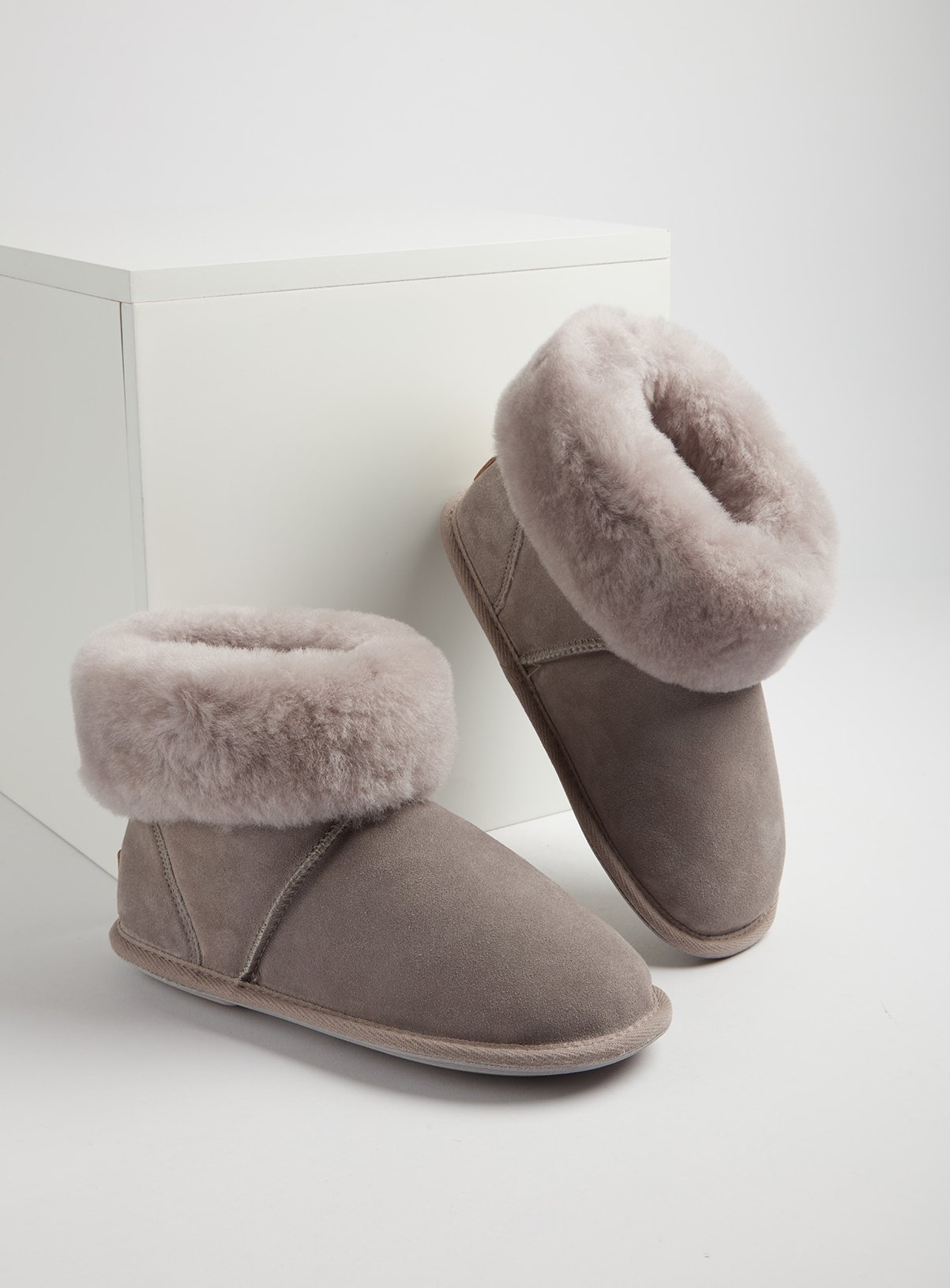 grey furry slipper boots