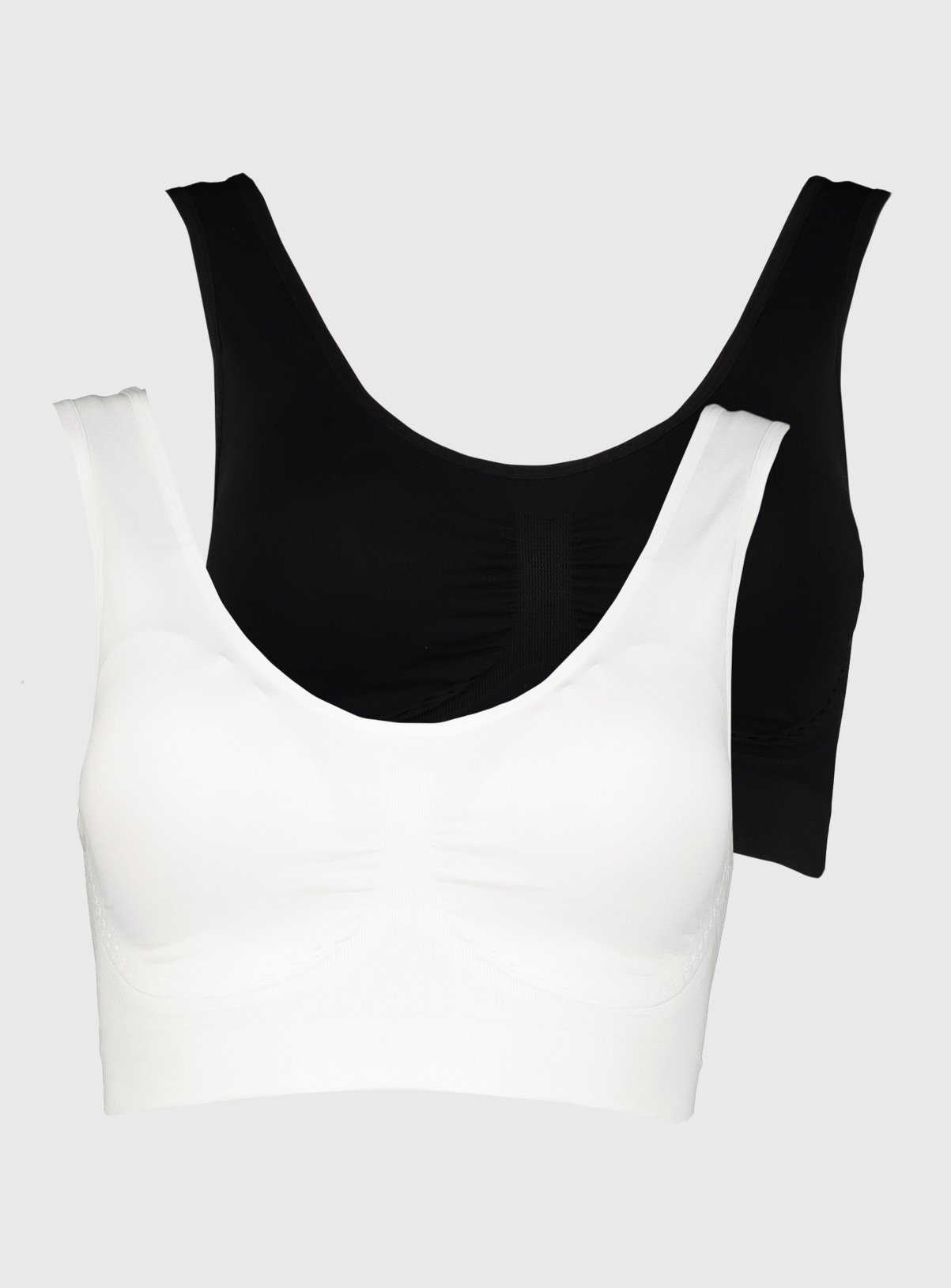 White & Black Seamless Stretch Crop Tops 2 Pack