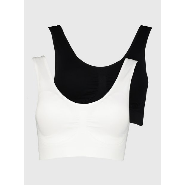 Buy White Black Seamless Stretch Crop Tops 2 Pack L Bras Tu