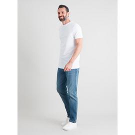 Midwash Denim Tapered Fit Jeans With Stretch