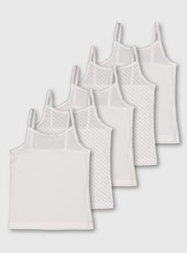 White & Dotted Cami Vest 5 Pack - 18-24 months