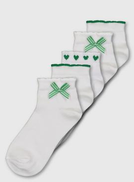 Green Gingham Socks 5 Pack