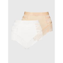 Secret Shaping Ivory Criss-Cross Lace Trim Knickers 2 Pack