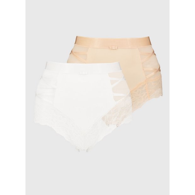 Buy Secret Shaping Ivory & Peach Light Control Lace Knicker 2 Pack 24, Shapewear