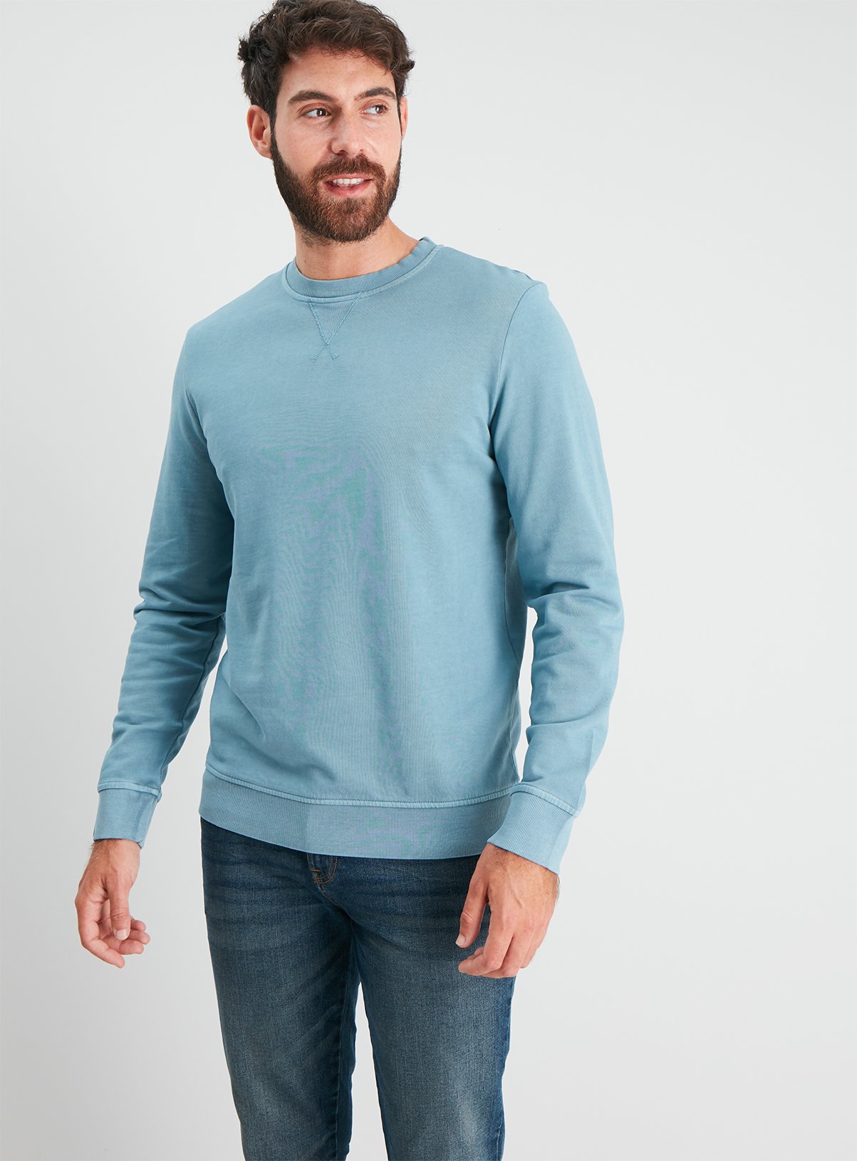 crew neck zip up sweatshirt