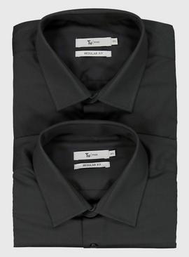 Black Regular Fit Short Sleeve Shirts 2 Pack