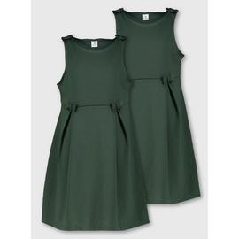 Buy Green Zip Front Pleated Pinafore 2 Pack 7 years School