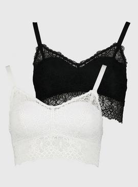 Black & White Recycled Lace Bralette 2 Pack