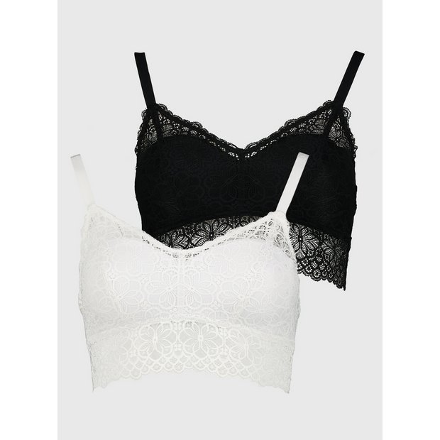 Marilyn Monroe Intimates Women's Sexy Bralette with Lacey Racer Back (2  Bras)