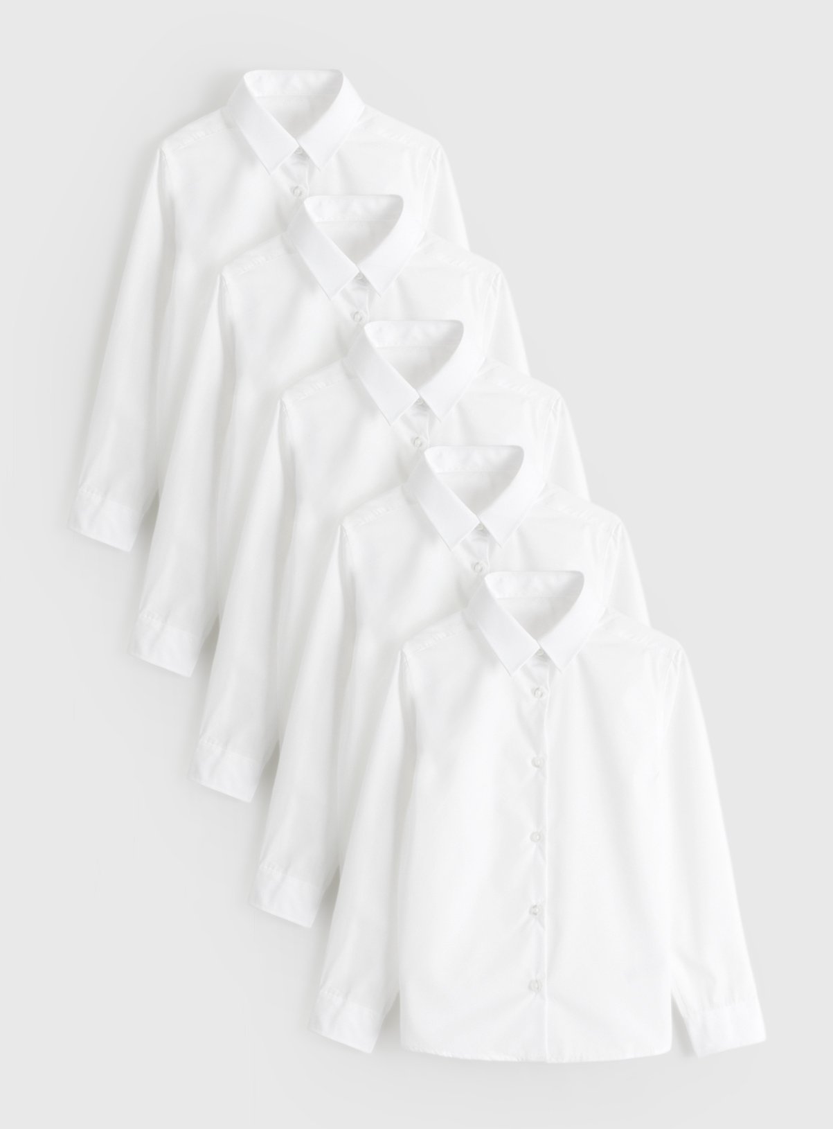 5 Pack Long Sleeve White Shirts 