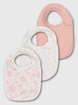 Pink Floral Print Bibs 3 Pack - One Size