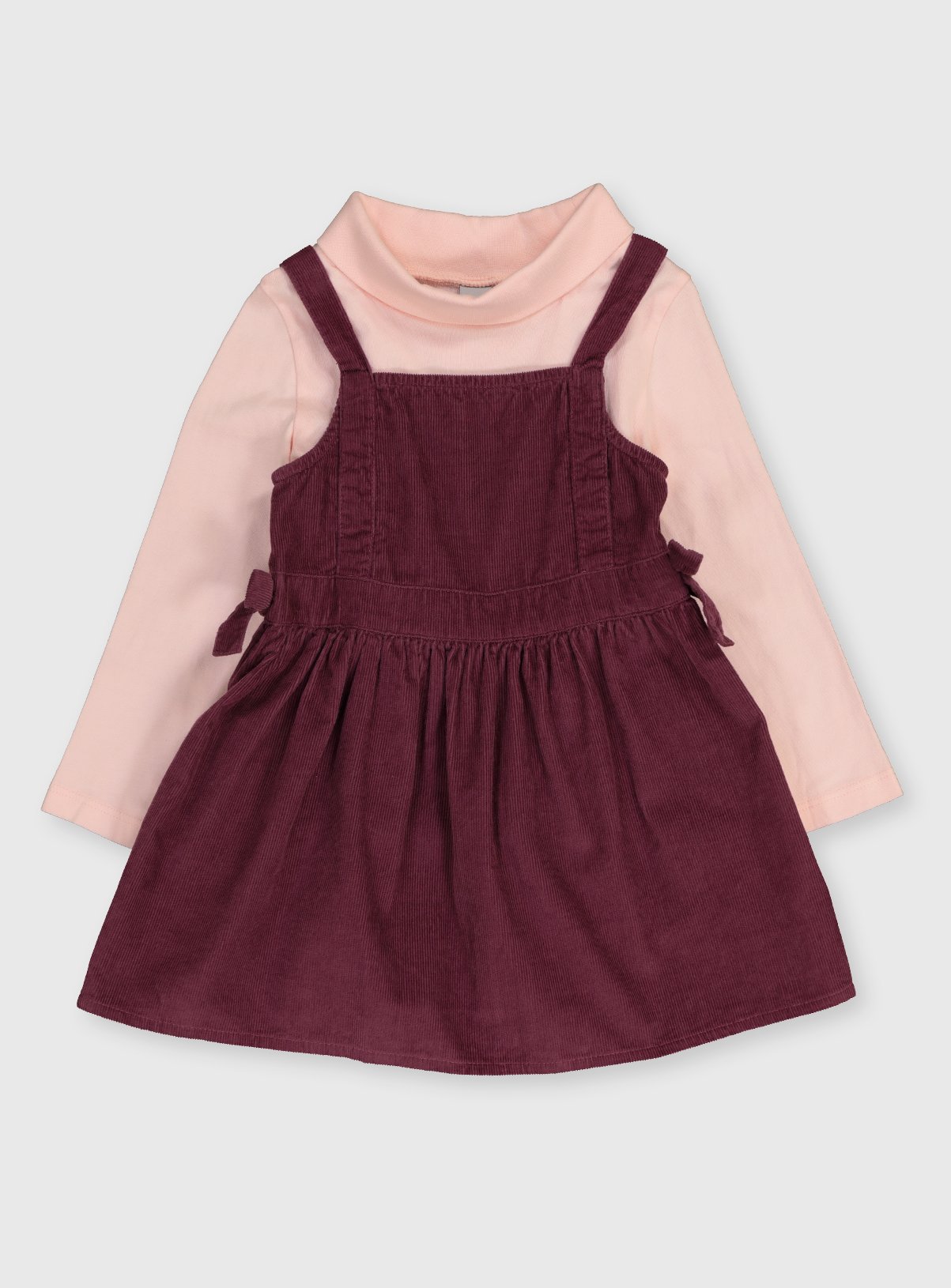 plum pinafore dress