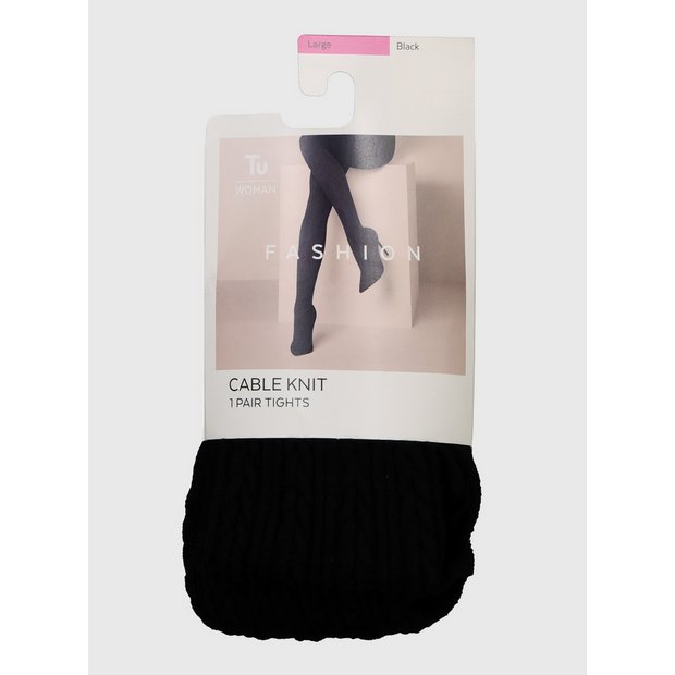 Buy Black Cable Knit Tights L Tights Tu