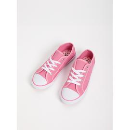 Pink Canvas Eyelet Trainers