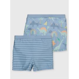 Dinosaur & Stripe Swim Shorts 2 Pack