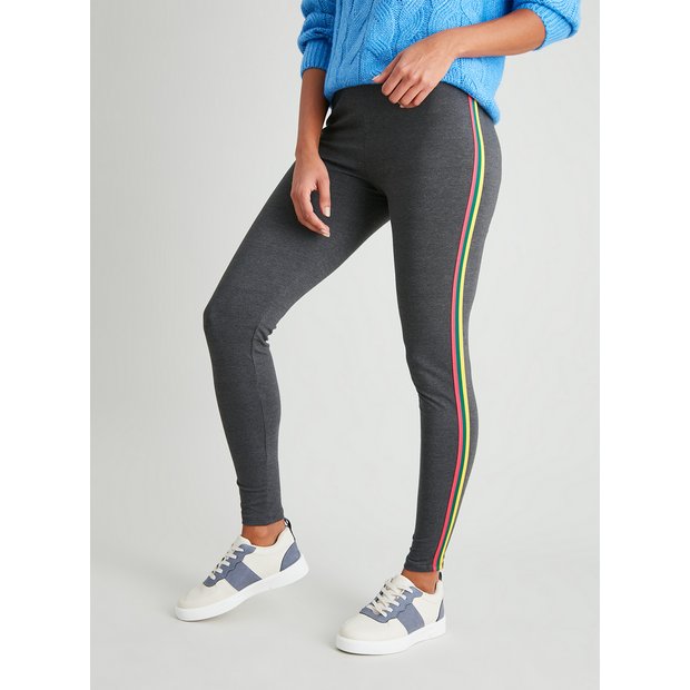 Buy Grey Rainbow Side Stripe Leggings - 10, Leggings