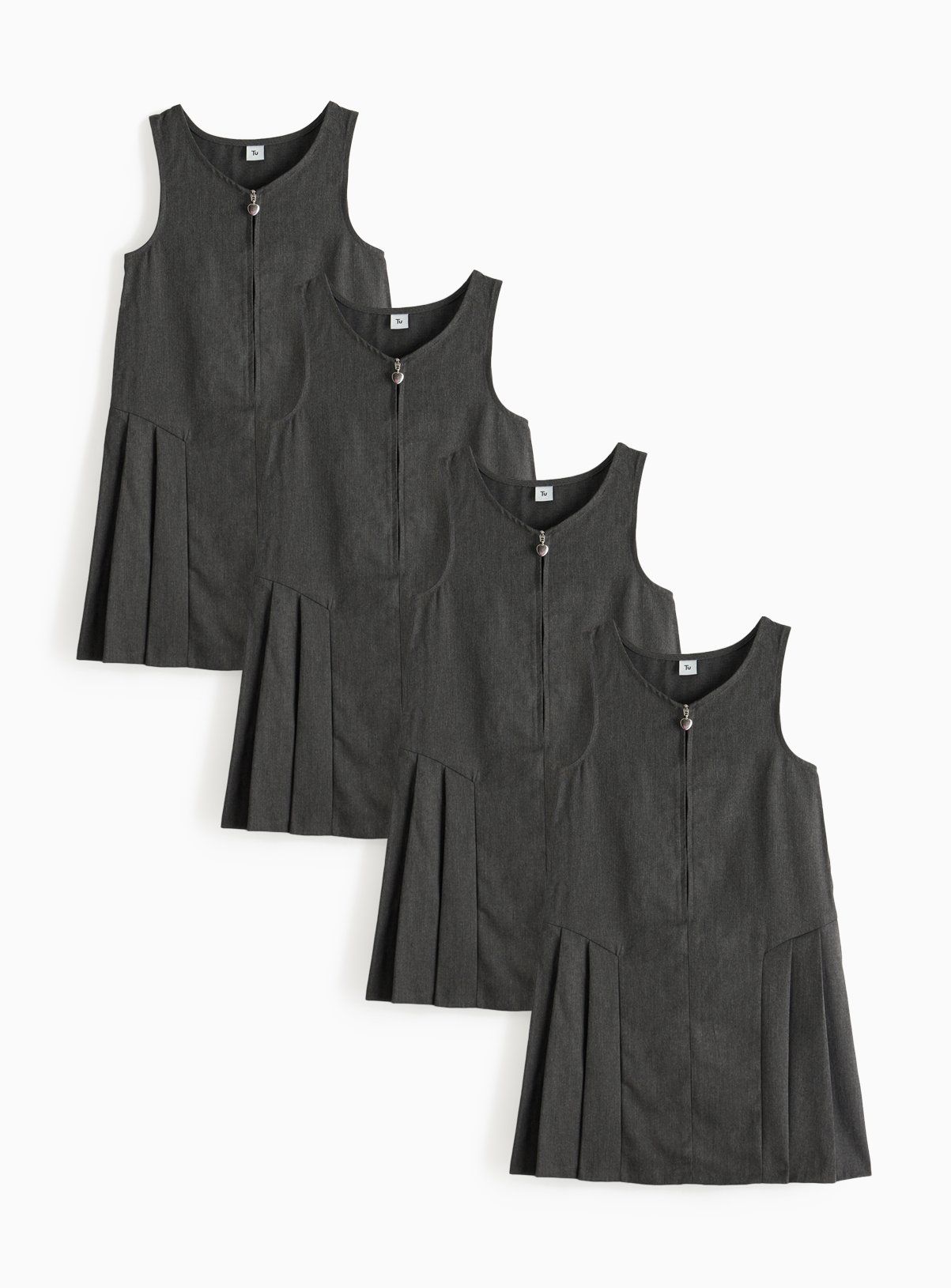 4 Pack Zip Through Pinafores 10 years
