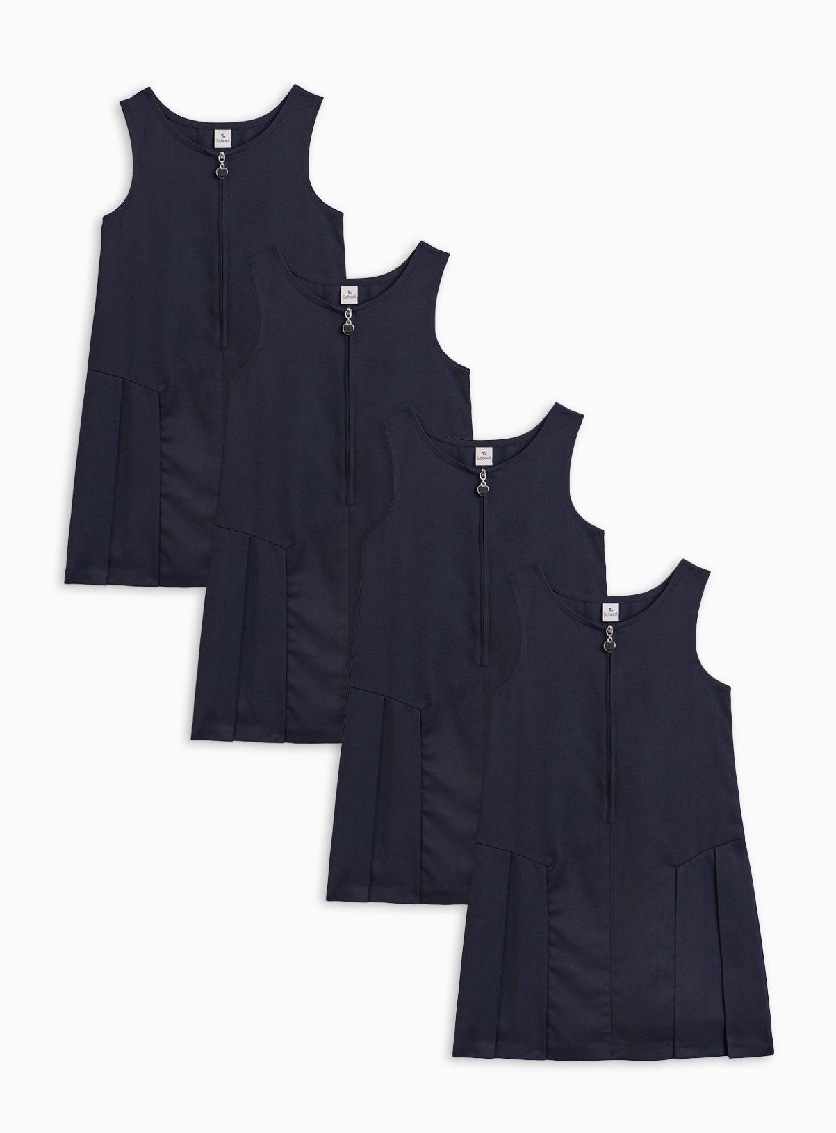 4 Pack Navy Zip Through Pinafores 4 years