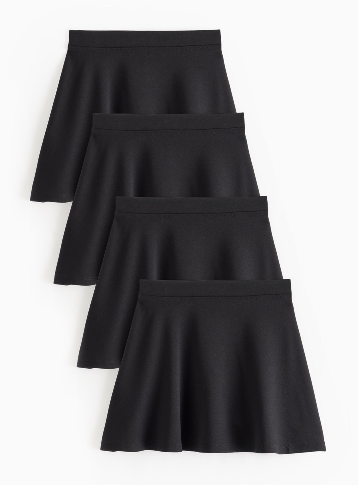 4 Pack Black Jersey Skater Skirts 12 years