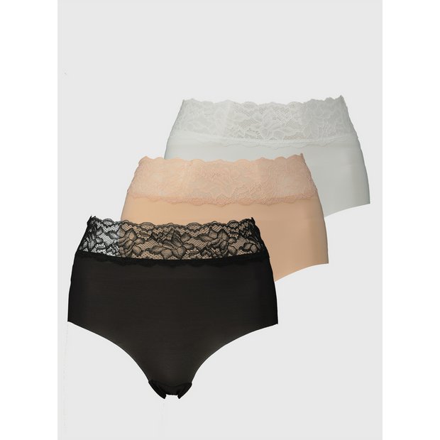 Buy Black & Latte Nude Light Control Lace Knicker 2 pack - 24 | Knickers |  Tu