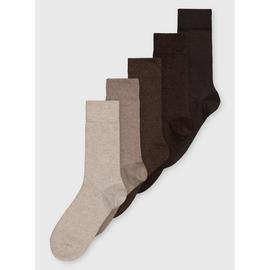 Brown Marl Twist Tonal Ankle Socks 5 Pack