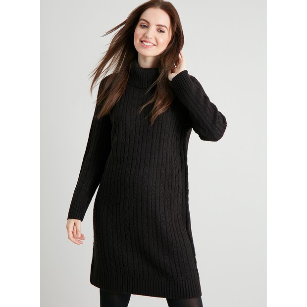 Black knitted polo neck hot sale dress